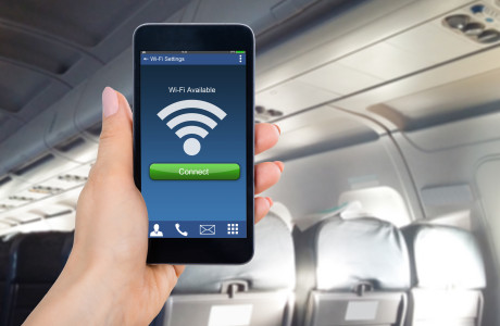 WLAN-forbindelse på mobiltelefonen i flyet