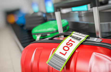 Lost suitcase on a baggage carousel